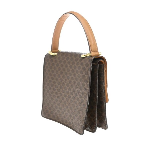 CELINE Logo Macadam Pattern Hand Bag PVC Leather Brown GHW Italy 67EF790 - Picture 4 of 16